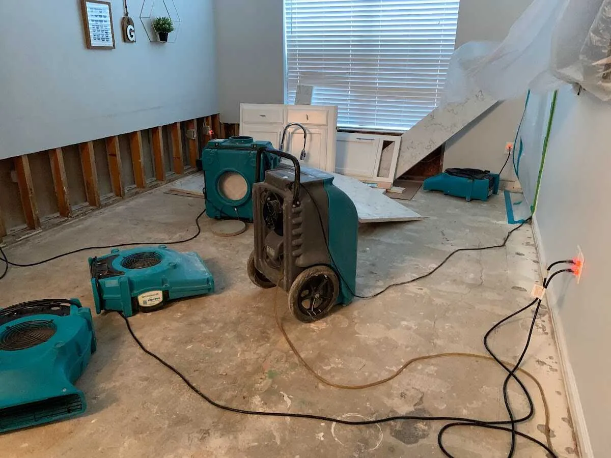 Dehumidifier in flood-cut room for Water Damage Restoration in Murrells Inlet